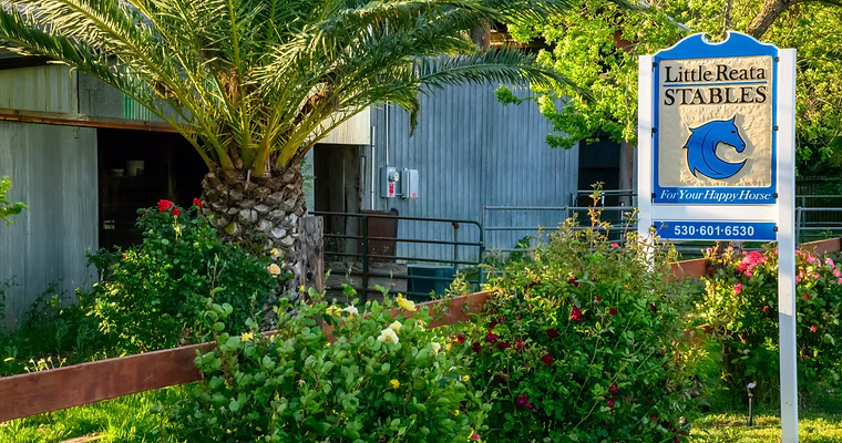 Little Reata Stables sign near the entrance